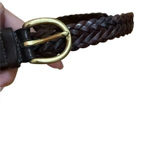 Coach Black Braided Belt with Gold Buckle